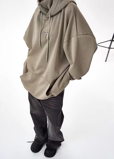 【H GANG X】High neck gimmick multi-design simple hoodie  HX0019