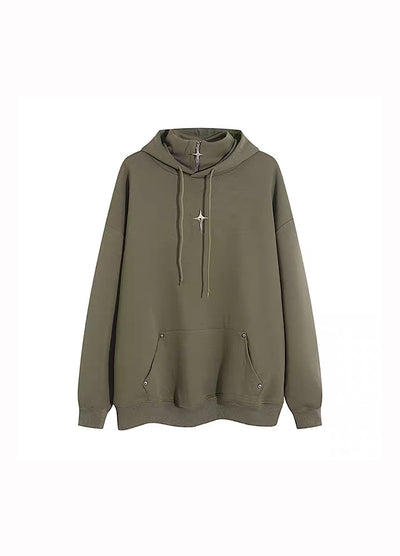 [H GANG X] High neck gimmick multi-design simple hoodie HX0019