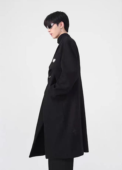 [PLAN1ONE] Regular Silhouette of Silver Patch Coat PL0029