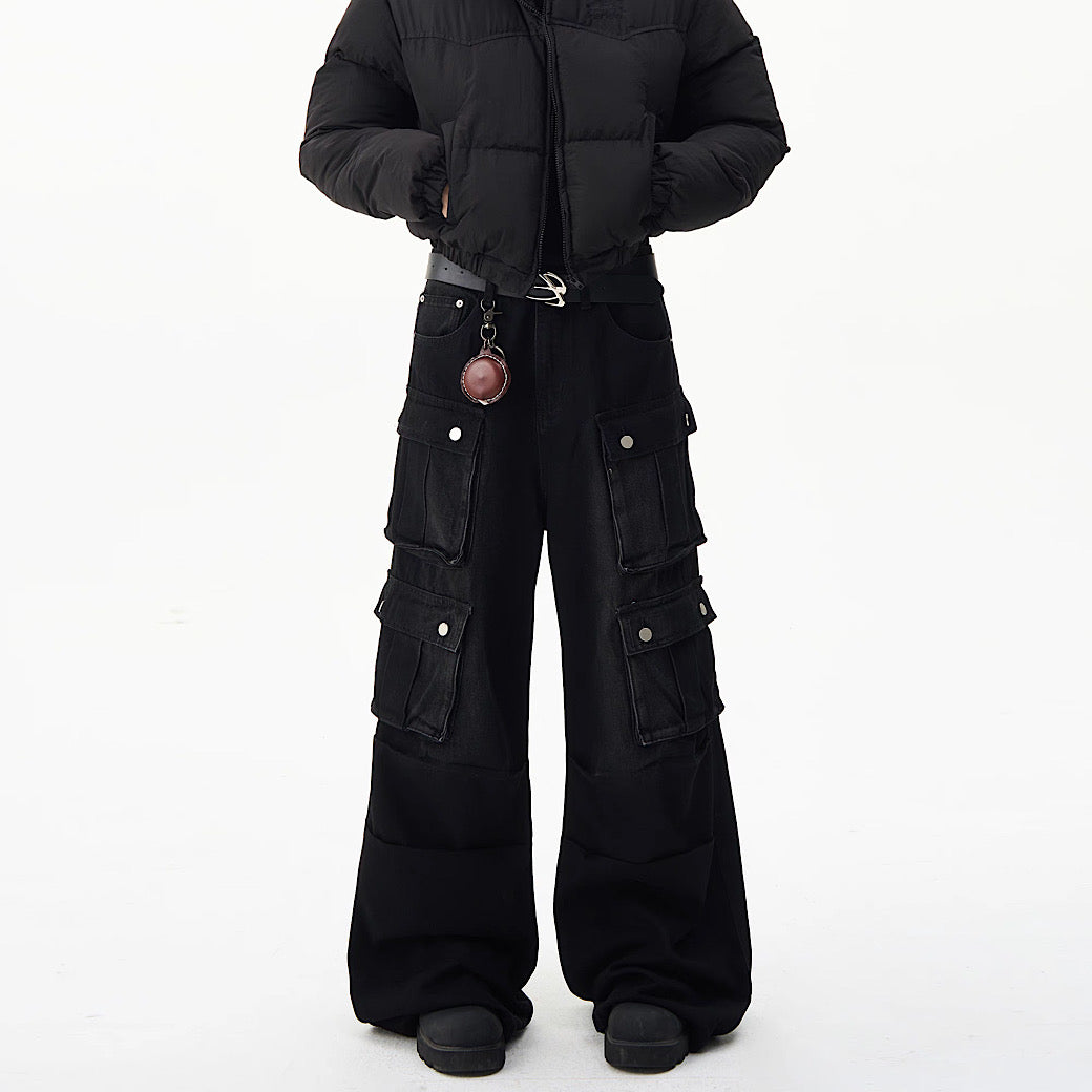 【MAXDSTR】Double pocket design grunge style cargo denim pants  MD0115