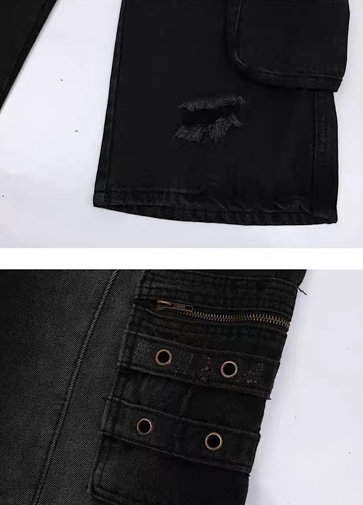 【MAXDSTR】Grunge cargo design flare silhouette denim pants  MD0118