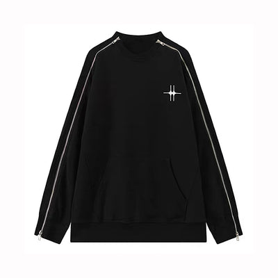 [NIUGULU] Sleeve zip line back initial design sweatshirt NG0030