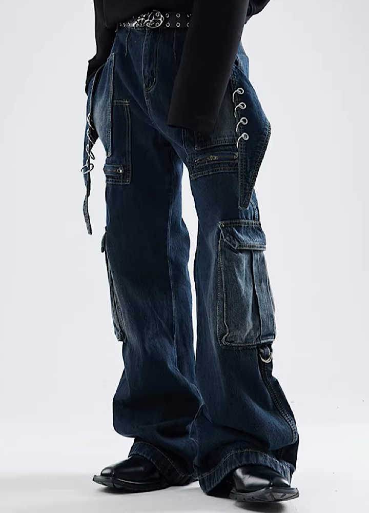 DARKFOG] Special suspender patchment under dark denim DF0023 – HI 