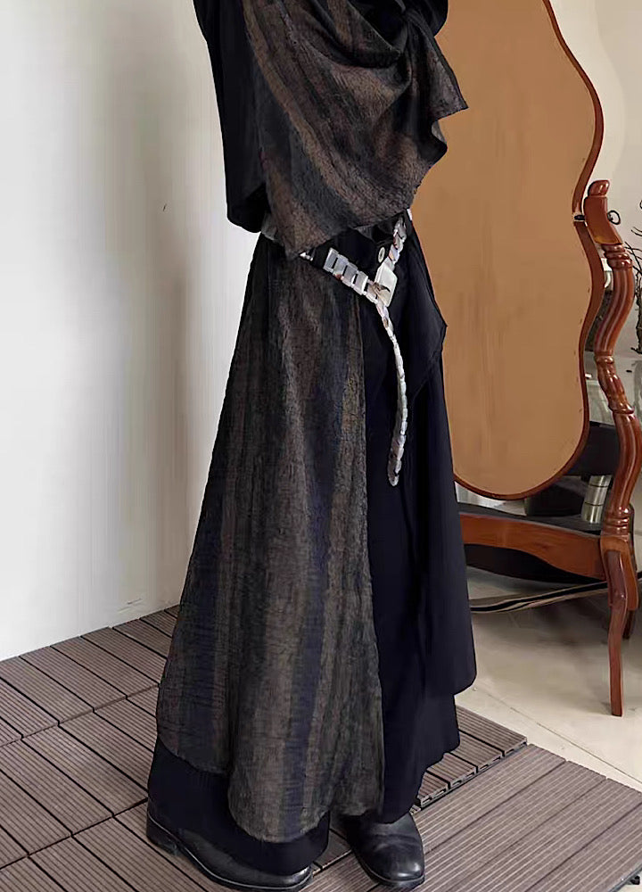 [14GSL] Two fabrics mixed plus design asymmetric skirt GS0002 