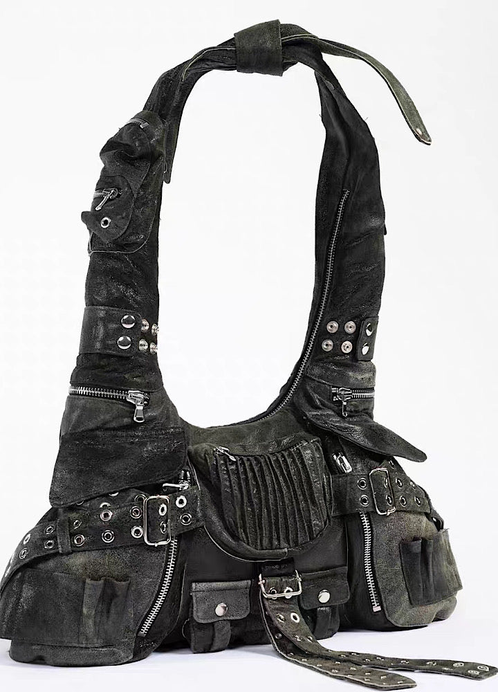 Distorted gimmick design leather material Gardride bag HL3006