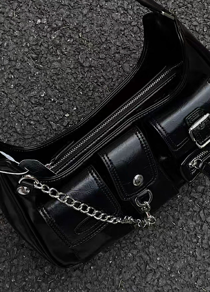 【12/8新作】Short size shoulder silhouette simple leather bag  HL3008