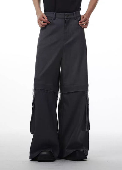 【THELIGHT】2way pattern middle damage cargo design wide pants  TL0015