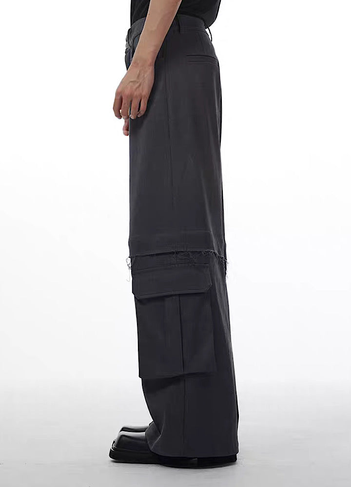 [THELIGHT] 2way pattern middle damage cargo design wide pants TL0015
