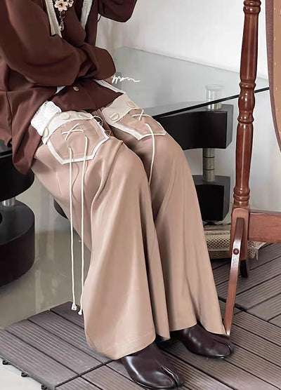 【14GSL】Front pocket design suspender line loose pants  GS0006