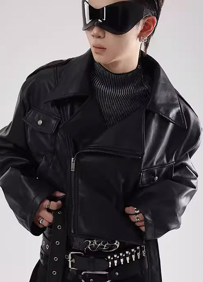 【DARKFOG】Multi-belt ring design high spec leather jacket  DF0031