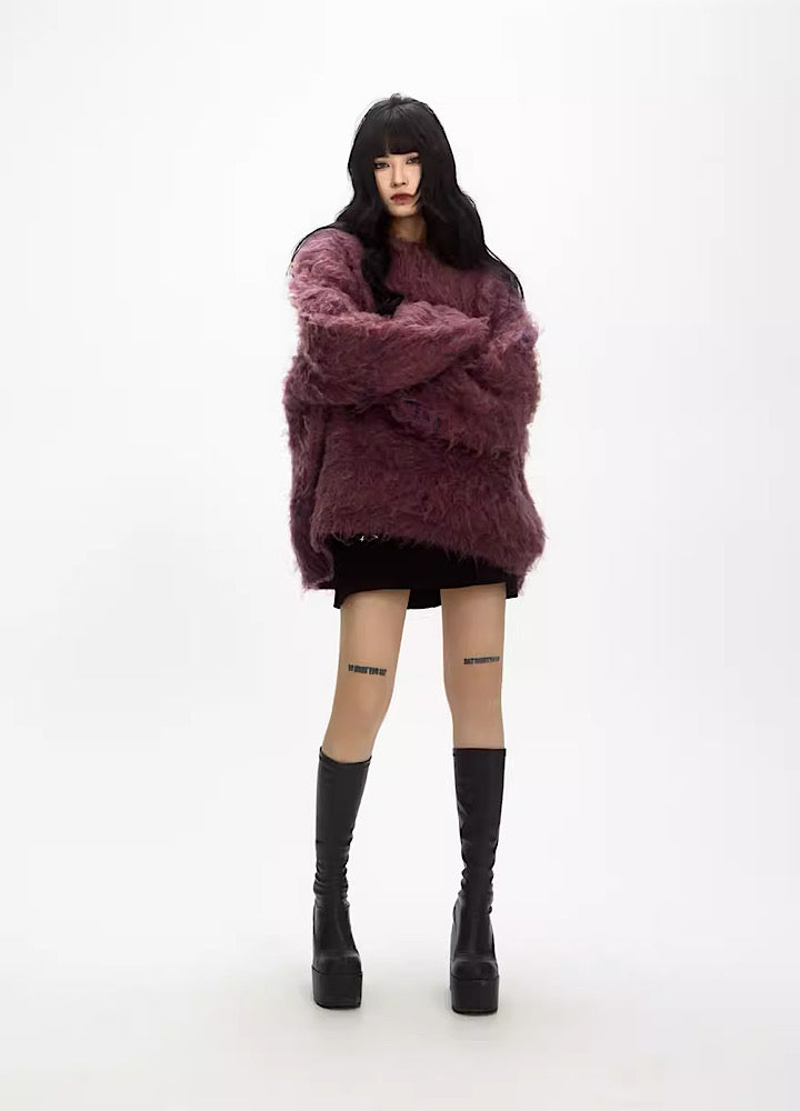 [People Style] Mohair voluminous wide silhouette brushed knit PS0022