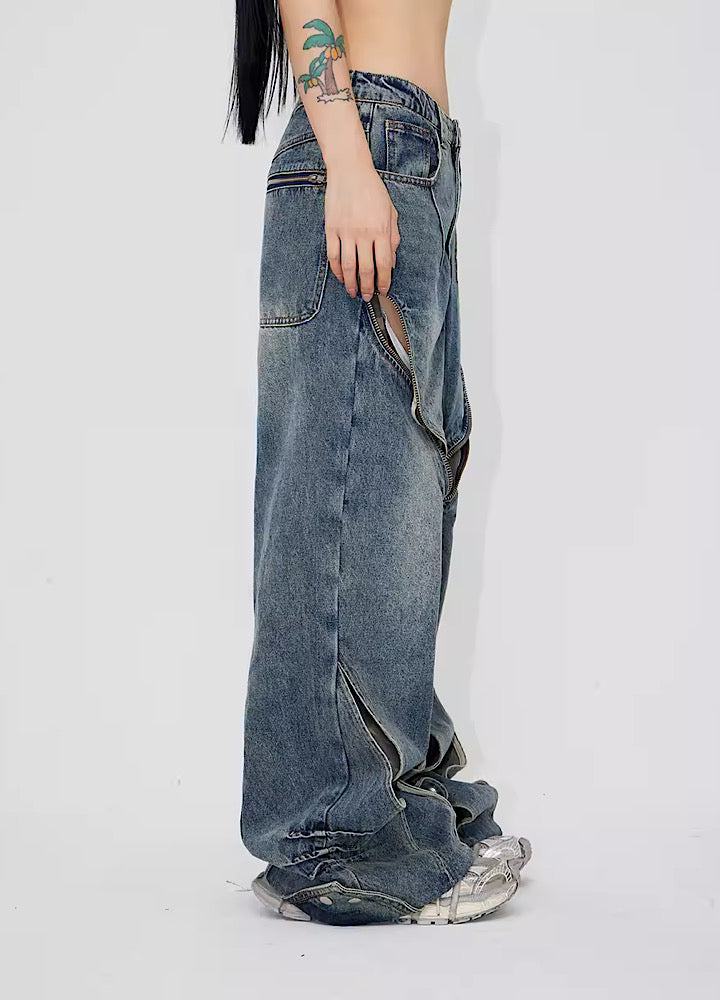 【People Style】Gimmicker silhouette gathered length high denim  PS0024
