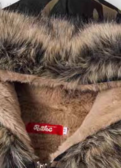 【TR BRUSHSHIFT】Front national flag vintage design over fur hoodie jacket  TB0071