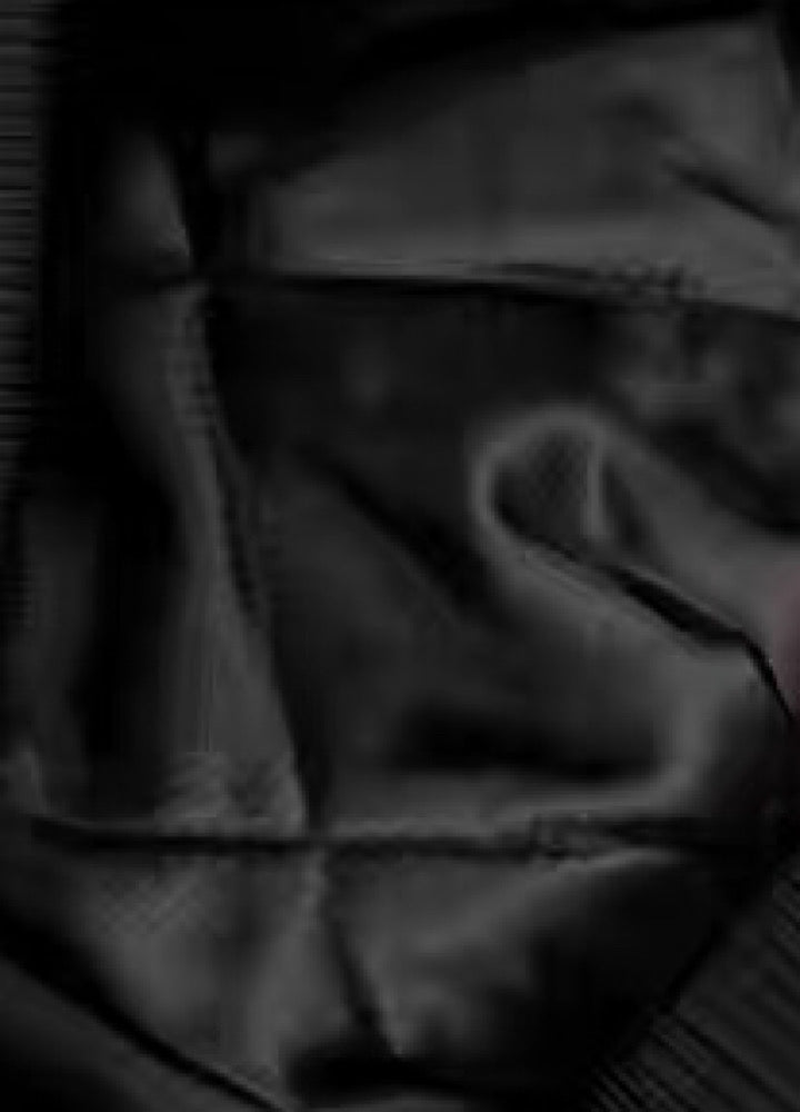 【TR BRUSHSHIFT】Glossy front design sleeve stock black color fur hoodie jacket  TB0072