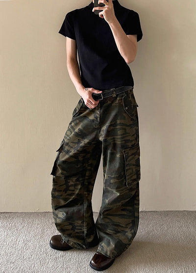 【MAXDSTR】Wide camouflage design cargo pants  MD0208