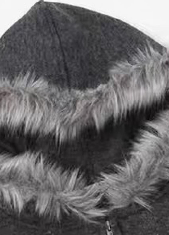 【TR BRUSHSHIFT】Line style design over fur hoodie jacket  TB0073