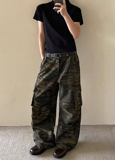【MAXDSTR】Wide camouflage design cargo pants  MD0208