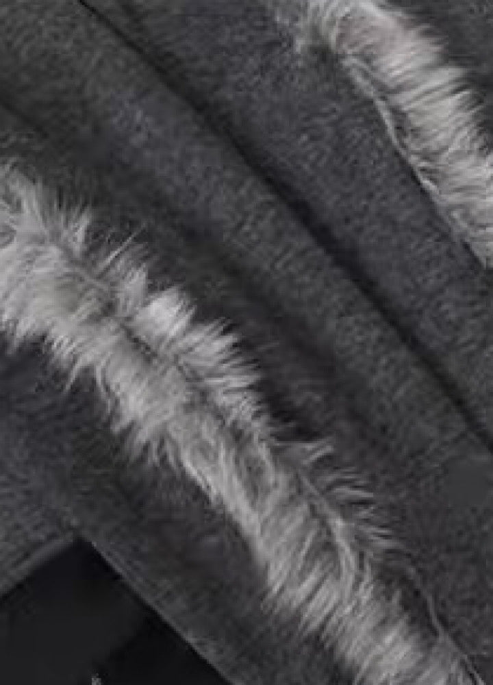 【TR BRUSHSHIFT】Line style design over fur hoodie jacket  TB0073