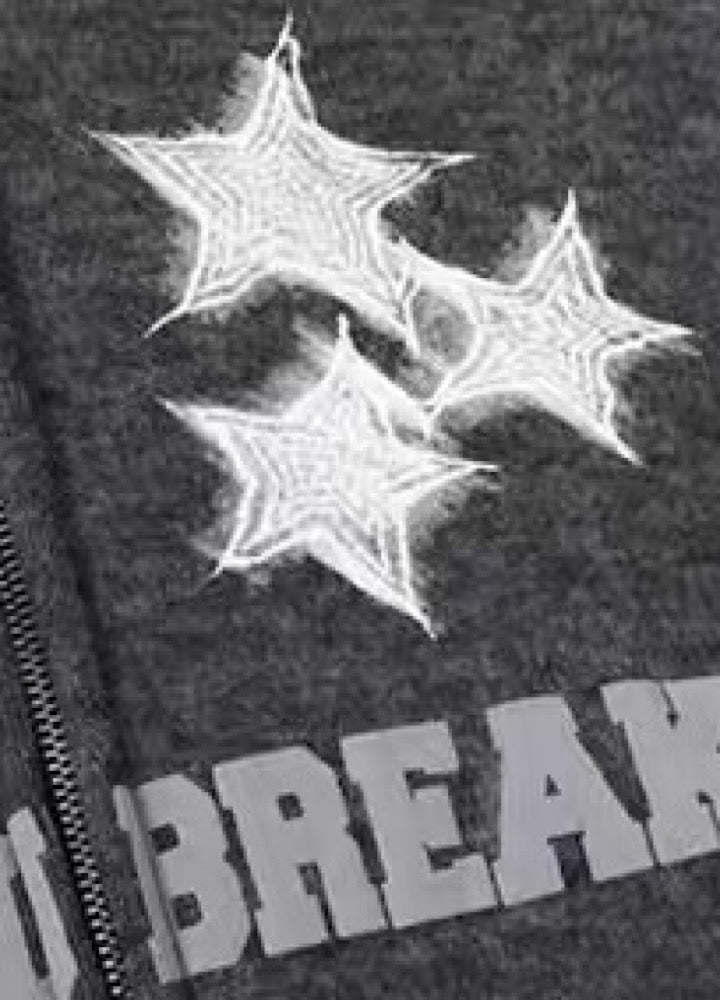 【TR BRUSHSHIFT】Line style design over fur hoodie jacket  TB0073