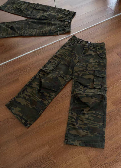 【MAXDSTR】Wide camouflage design cargo pants  MD0208