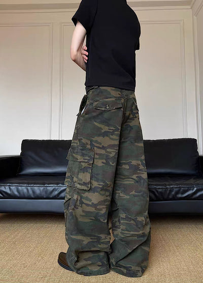【MAXDSTR】Wide camouflage design cargo pants  MD0208