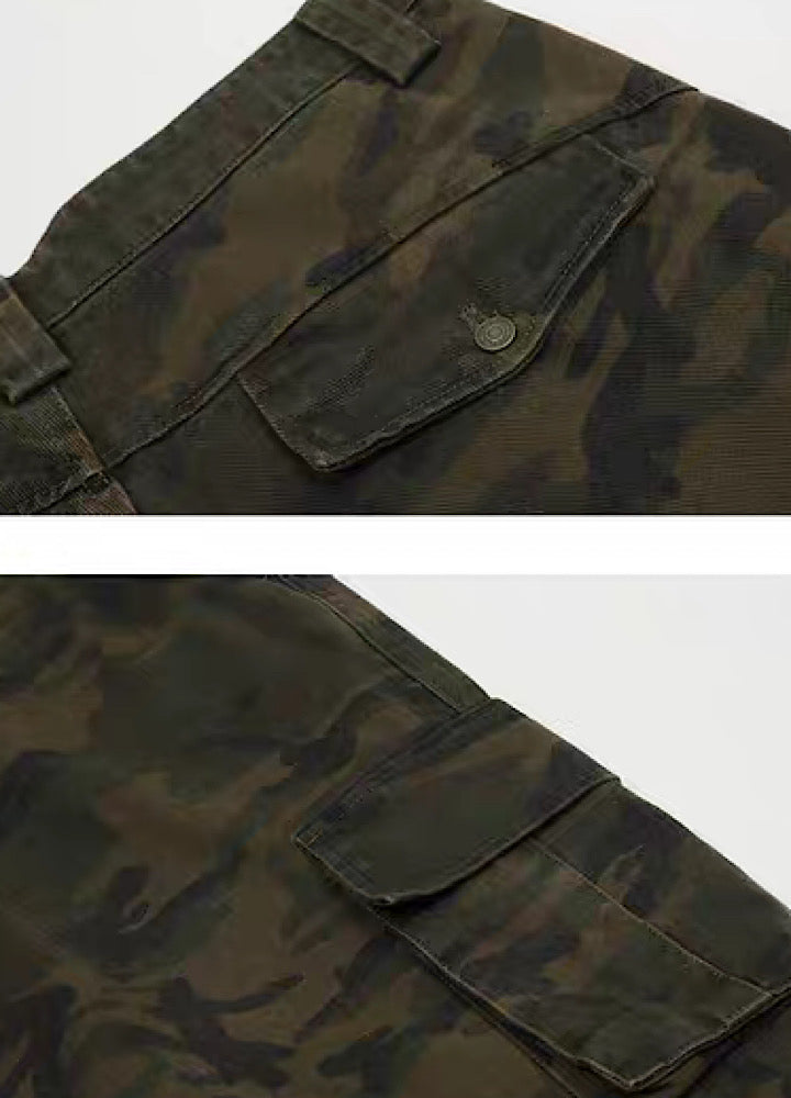 【MAXDSTR】Wide camouflage design cargo pants  MD0208