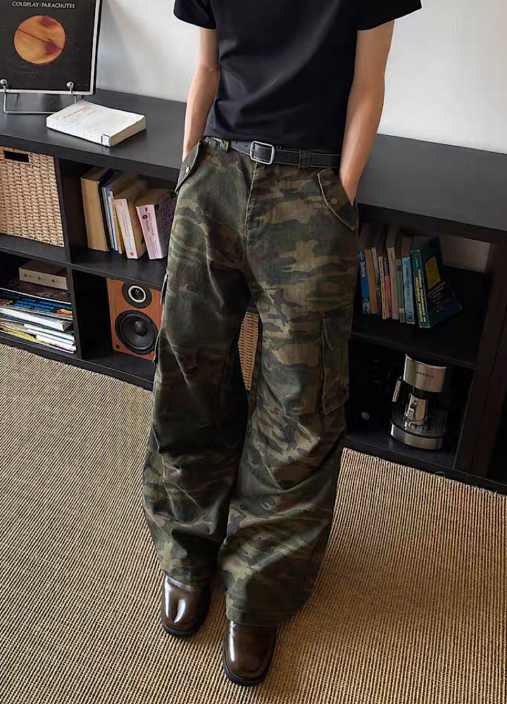 【MAXDSTR】Wide camouflage design cargo pants  MD0208