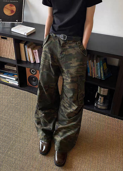 【MAXDSTR】Wide camouflage design cargo pants  MD0208