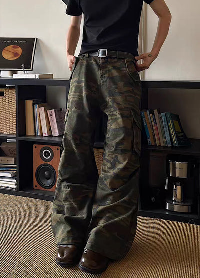 【MAXDSTR】Wide camouflage design cargo pants  MD0208