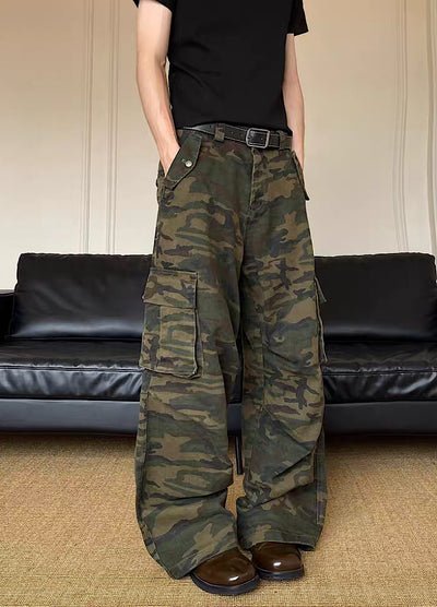 【MAXDSTR】Wide camouflage design cargo pants  MD0208