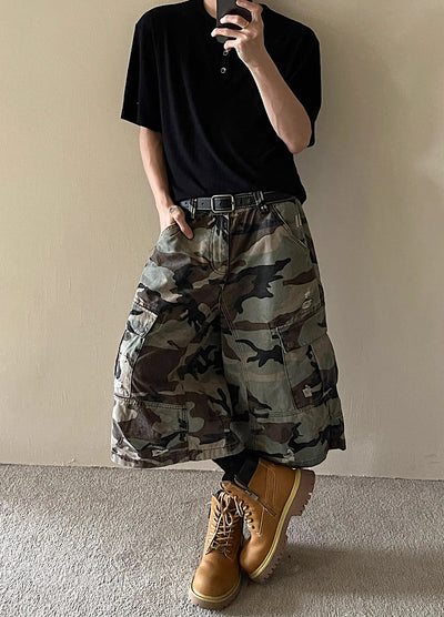 【MAXDSTR】Mid-length camouflage design half cargo pants  MD0209