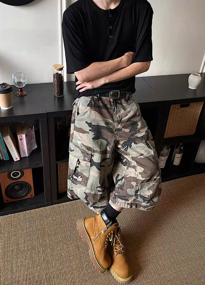 【MAXDSTR】Mid-length camouflage design half cargo pants  MD0209