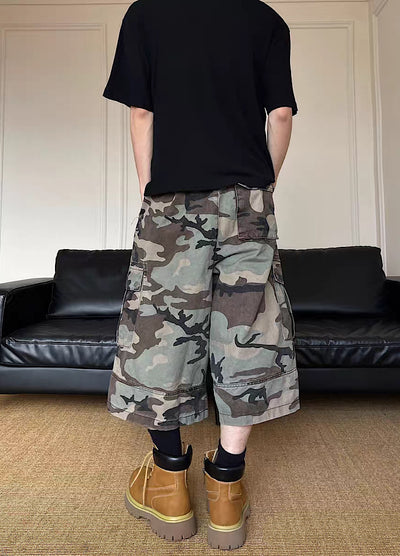 【MAXDSTR】Mid-length camouflage design half cargo pants  MD0209