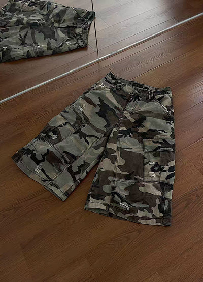 【MAXDSTR】Mid-length camouflage design half cargo pants  MD0209