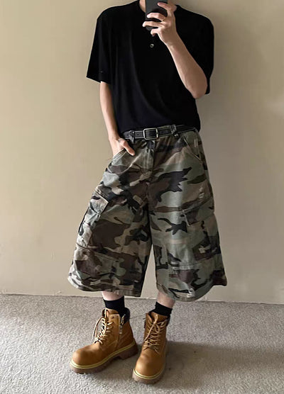 【MAXDSTR】Mid-length camouflage design half cargo pants  MD0209