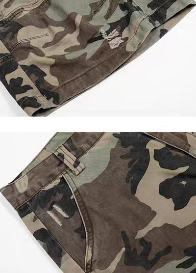 【MAXDSTR】Mid-length camouflage design half cargo pants  MD0209
