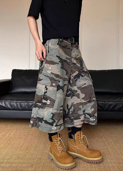 【MAXDSTR】Mid-length camouflage design half cargo pants  MD0209