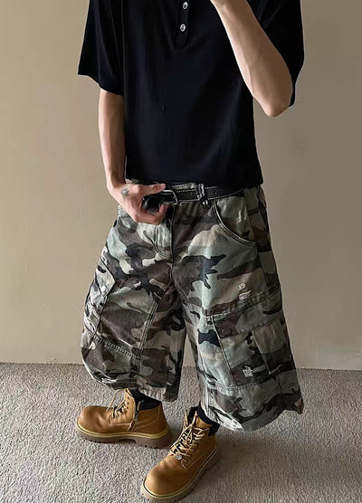 【MAXDSTR】Mid-length camouflage design half cargo pants  MD0209