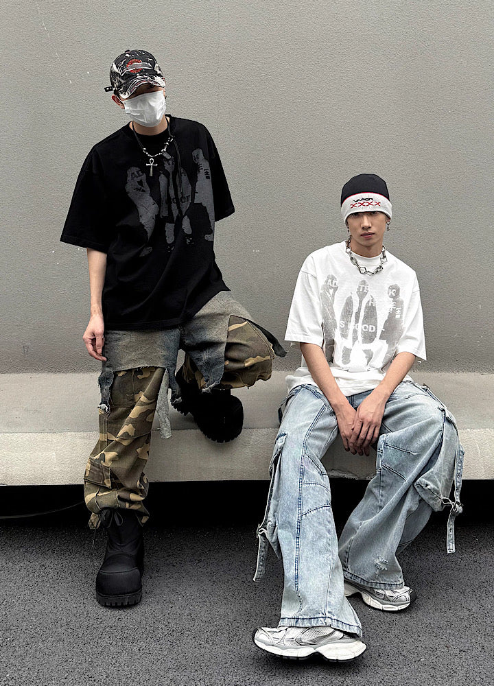 【5/21新作】Front art design three-point over short-sleeved T-shirt  HL3147