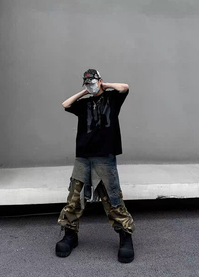【5/21新作】Front art design three-point over short-sleeved T-shirt  HL3147