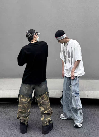 【5/21新作】Front art design three-point over short-sleeved T-shirt  HL3147