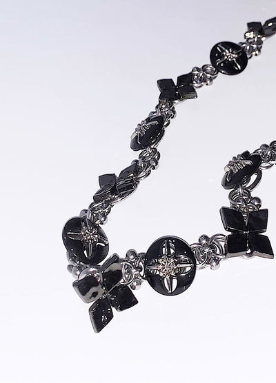 Black pearl attachment orb design necklace HL2959
