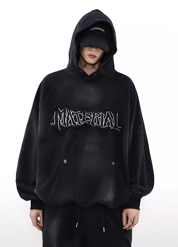 【MR nearly】Acid wash design subculture initial zip hoodie  MR0048