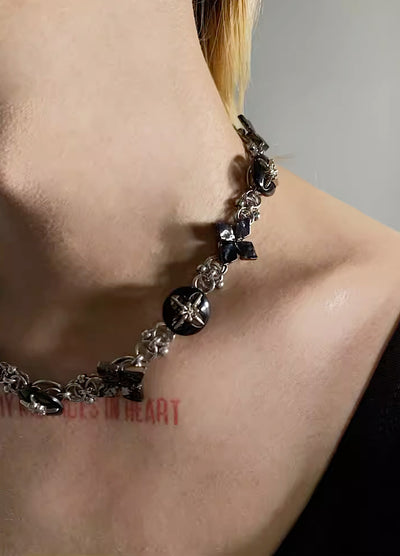 [9/11 new item] Black pearl attachment orb design necklace HL2959
