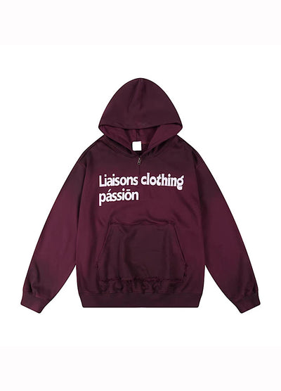 【MICHINNYON】Random wash street style oversized half-zip hoodie  MY0068