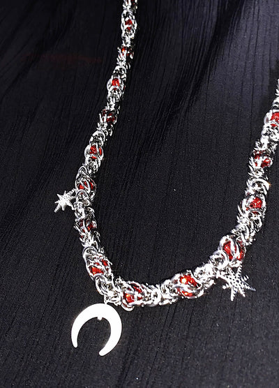 Moonlight design sparkling chain necklace HL2958