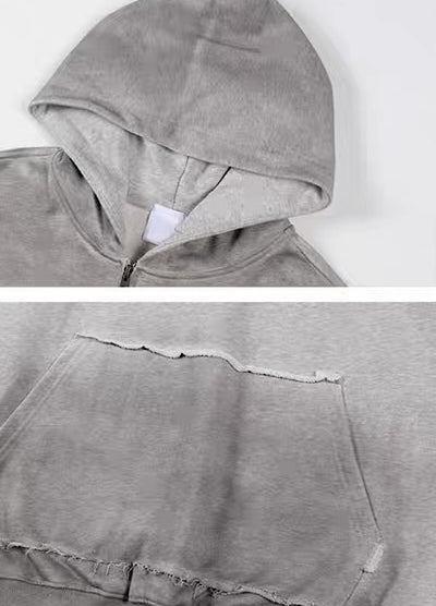 【MICHINNYON】Random wash street style oversized half-zip hoodie  MY0068