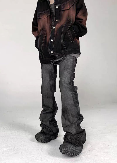 【5/21新作】Dirt wash design mid-length flare straight denim pants  HL3151