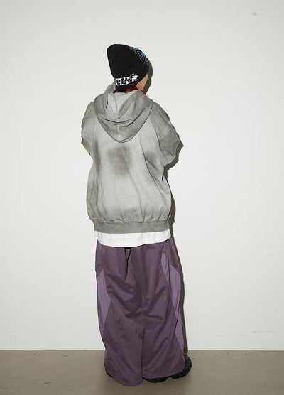 【MICHINNYON】Random wash street style oversized half-zip hoodie  MY0068