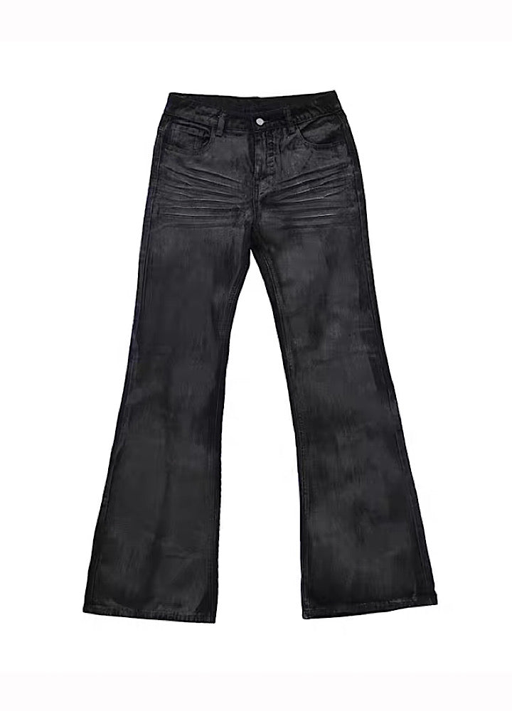 【5/21新作】Dirt wash design mid-length flare straight denim pants  HL3151